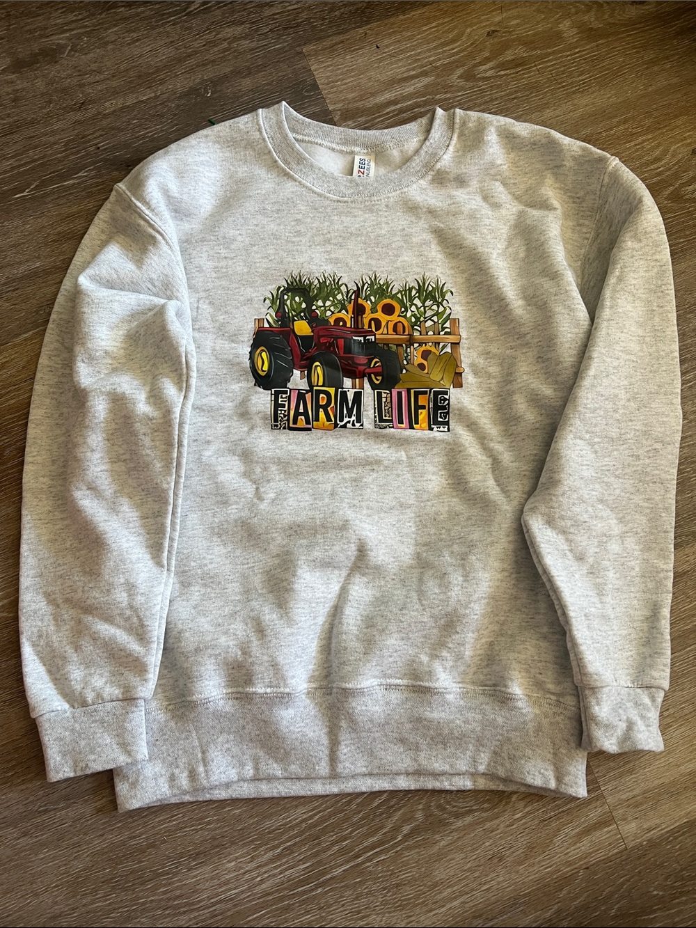 Gray 'Farm Life' Graphic Crewneck Sweatshirt